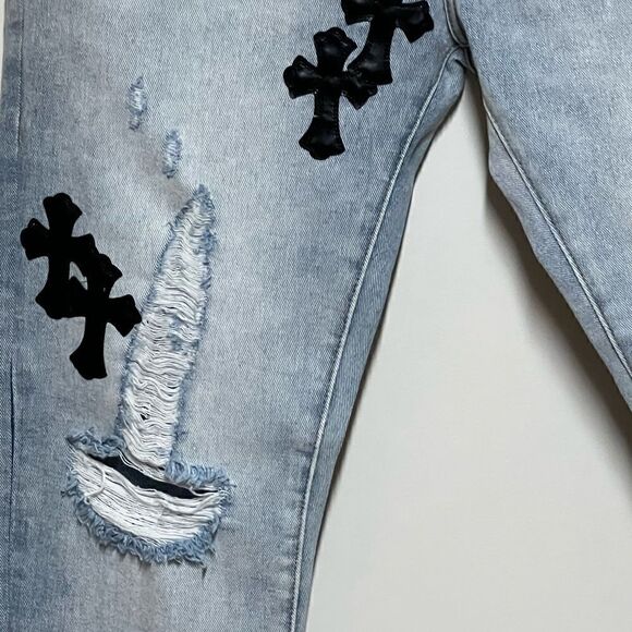 NWT Rare Twillmkt Custom Cross Patch Vintage Wash Jeans Mens 36W/31 - Picture 3 of 5